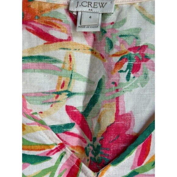 J Crew Womens Size 4 Floral Linen Blend Peplum Grandmacore Boho Top - Picture 3 of 5
